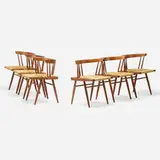 Grass-Seated chairs, set of six by George Nakashima, 1959, American black walnut, grass cord, sold Sep 2020