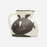 Têtes pitcher by Pablo Picasso, 1956, glazed earthenware with oxidized paraffin decoration, sold Sep 2020