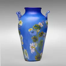 Monumental Floreali vase by Fratelli Toso, c. 1920, internally decorated glass with floral murrines and applied details, sold Dec 2024