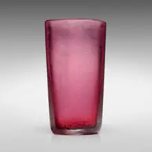 Triangular Corroso vase, model 3538 by Carlo Scarpa, c. 1936, iridized corroso glass, sold Dec 2024