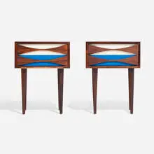 Niels Clausen, Nightstands, pair, c. 1960, rosewood, painted wood