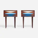 Niels Clausen, Nightstands, pair, c. 1960, rosewood, painted wood