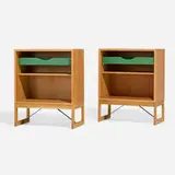 Børge Mogensen, Cabinets, pair, c. 1955, oak, enameled steel