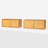 Alf Svensson, Wall-mounted cabinets, pair, c. 1960, oak, cane, brass