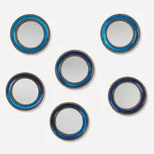 Erik Reiff, Collection of six wall mirrors, 1951, earthenware with fused glass, mirrored glass