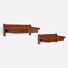 Wall-mounted consoles, pair by Børge Mogensen, c. 1955, teak, sold Nov 2024