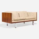 Jydsk Møbelvaerk, IC Interform Collection settee, c. 1965, rosewood, upholstery, chrome-plated steel
