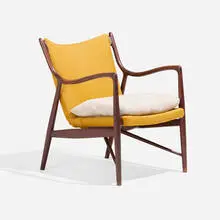 Finn Juhl, Lounge chair, model NV-45, 1945, teak, upholstery, webbing