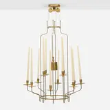 Paavo Tynell, Counterbalance hanging candelabrum, c. 1955, brass, steel wire