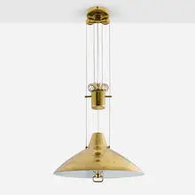 Paavo Tynell, Counterbalance ceiling lamp, model A1984, c. 1950, brass, steel wire