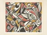 Ernst Wilhelm Nay, Steinfiguren, 1949, Farblithografie auf Papier