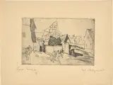 Lyonel Feininger, Dorf Niedergrunstedt, 1911, Kaltnadel auf Bütten