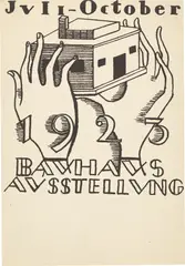 Gerhard Marcks, Bauhauspostkarte“ (Karte zur Bauhaus Ausstellung Weimar 1923), 1923, Lithografie auf leichtem Karton