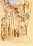 Lotte Laserstein, Straße in Italien, 1936, Farbkreide, laviert, auf Papier