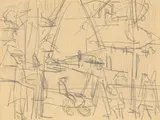 Spaziergänger am Zürichsee (mit Segelbooten) by Ernst Ludwig Kirchner, 1925, Bleistift auf bräunlichem Papier, sold Nov 2014
