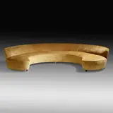 Rare and Early sofa by Vladimir Kagan, c. 1950, upholstery, casters, sold Sep 2020