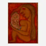 Edwin Scheier, Untitled, 1981, encaustic and sand on board