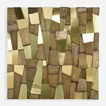 Custom Cityscape wall panel by Paul Evans, c. 1970, bronzed resin over wood, polished brass, sold Sep 2020
