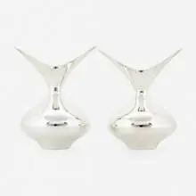 Hans Bunde, vases, pair, 1963, sterling silver