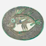 Poisson Chiné plate by Pablo Picasso, 1952, glazed earthenware with engobe decoration, sold Sep 2020