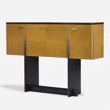 sideboard by Kem Weber, c. 1930, birch veneer, lacquered wood, brass, sold Sep 2020