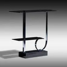 Walter von Nessen, Rare tiered console table, model 438, c. 1929, Bakelite, chrome-plated steel, enameled wood