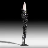 Albert Paley, Arabesque Parabolic Floor Lamp, 2014, forged and fabricated steel with a blackened finish, parabolic glass shade