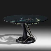 Albert Paley, Golden Dawn table, 2007, forged and fabricated polychromed steel, beveled glass