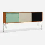 Heinrich Roepstorff, Cabinet, 1957, teak, lacquered wood, chrome-plated steel
