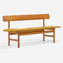 Bench, model 271 by Børge Mogensen, c. 1956, oak, upholstery, sold Nov 2024
