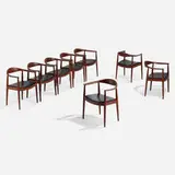 Hans J. Wegner, The Chairs, set of eight, 1949, teak, vinyl