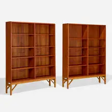 Bookcases model 154, pair by Børge Mogensen, c. 1945, teak, oak, sold Nov 2024