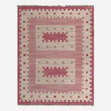 Flatweave carpet by Marianne Richter, c. 1945, hand-woven wool, sold Nov 2024