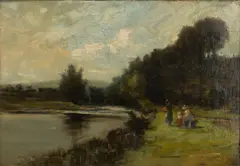 Stirling Malloch, Figures on a River Bank