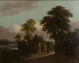Patrick Naysmith, Figure in a Village Street, oil on canvas  oil on canvas