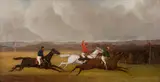 Harry Hall, A set of four racing scenes, oil on board
