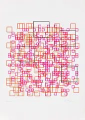 Herbert W. Franke, Quadrate, 1967, Farbserigrafie auf festem Papier