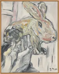 Werner Büttner, Kanickelbock Edmont, 1980, Öl auf Leinwand, mit Künstlerleiste