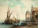 Carl Graeb, San Michele in Isola, Venedig, Aquarell mit etwas Deckweiß, Feder in Braun und Grau über Bleistift auf leichtem Karton