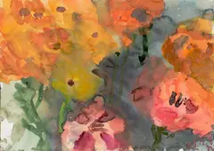 Klaus Fußmann, Dahlien, 1985, Aquarell auf Bütten (aus einem Skizzenblock)