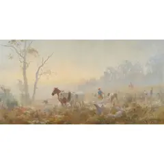 Jan Hendrik Scheltema, (Pulling Stumps, Early Morning), oil on canvas