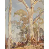 Hans Heysen, Landscape with Gums and Cattle