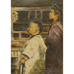 Mortimer Menpes, (Children in a Shop), oil on panel