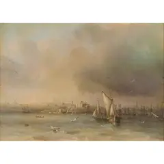 George Edwards Peacock, Sydney N.S.W in a S.W. Squall, 1845, oil on canvas on panel
