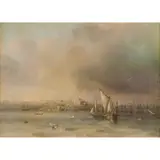 George Edwards Peacock, Sydney N.S.W in a S.W. Squall, 1845, oil on canvas on panel