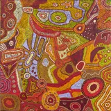 Betty Pumani, (Langauge group: Pitjantjatjara), synthetic polymer paint on linen