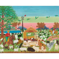 James Nicholas Fardoulys, Shearing A La Australiana, 1972, oil on board
