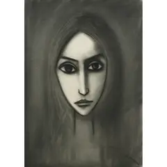 Robert Dickerson, (Portrait of a Woman), charcoal on paper