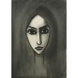 Robert Dickerson, (Portrait of a Woman), charcoal on paper
