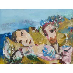 Garry Shead, D.H. Lawrence and Frieda, 1990, oil on board